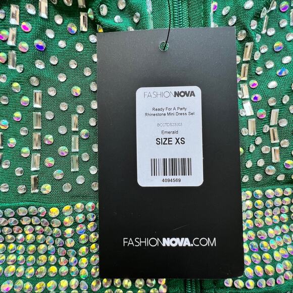 Fashion Nova Ready For A Party Rhinestone Mini Dress Set in Green - Picture 9 of 16